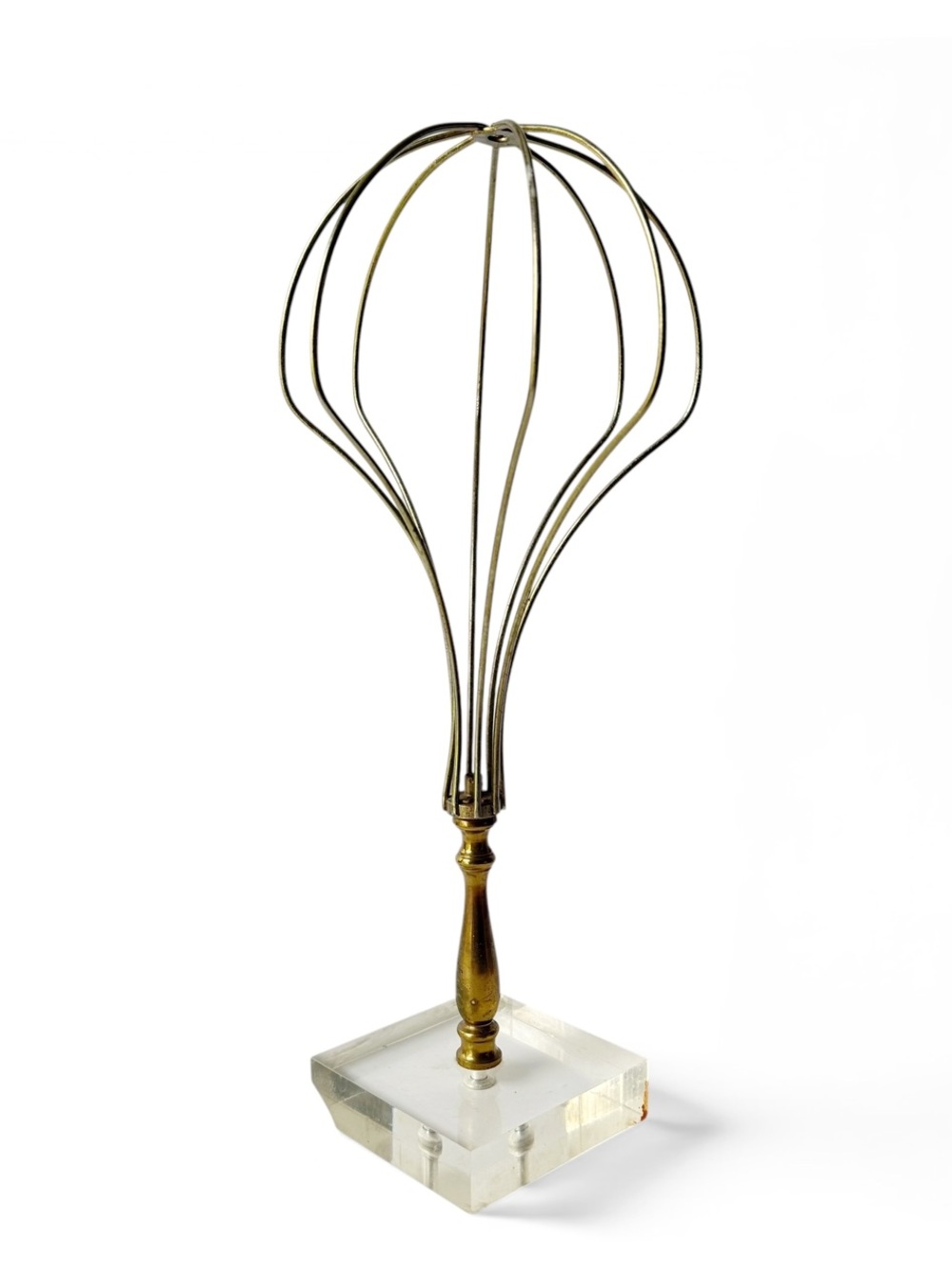 Vintage Mid Century Brass Metal Lucite Base Hat Stand Store Display FLAWS